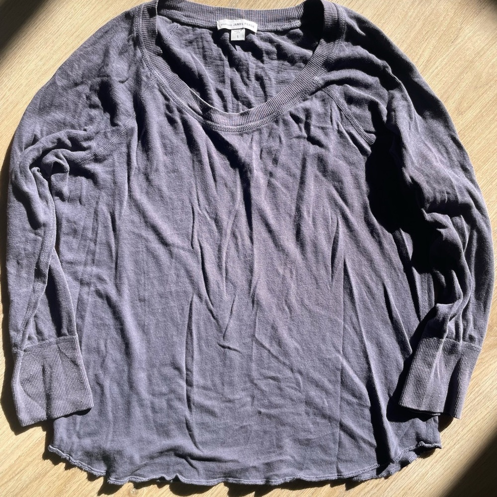 James Perse Blue Charcoal Long Sleeve Tee